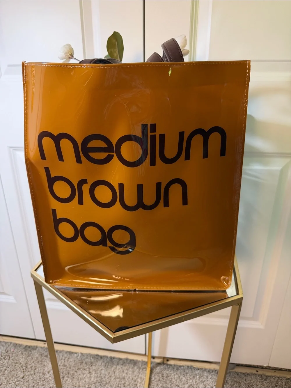 Bloomingdales Medium Brown Bag Clear Tote - Amber Brown